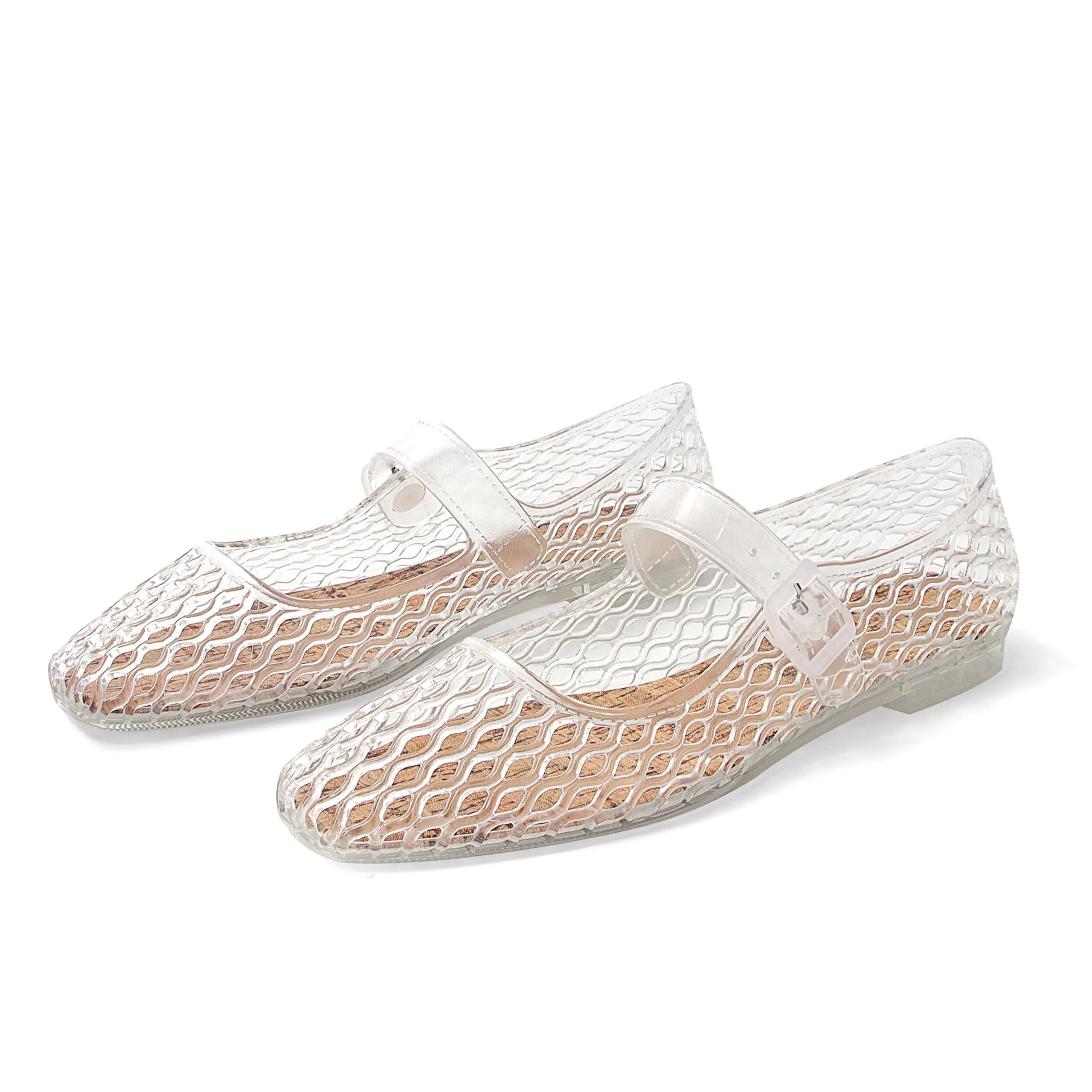 SOVANYOU Jelly Mary Ballet Flats for Women Jelly Sandals Shoes Women Beach Jellies Mary Jane Flats Ballerina Shoes