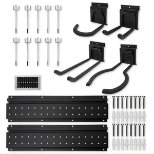 DARK DUCK16pc garage organization tool storage tool rack, heavy-duty wall-mounted hanger organizer system for shed garden garden tools (15"w/14 hook)