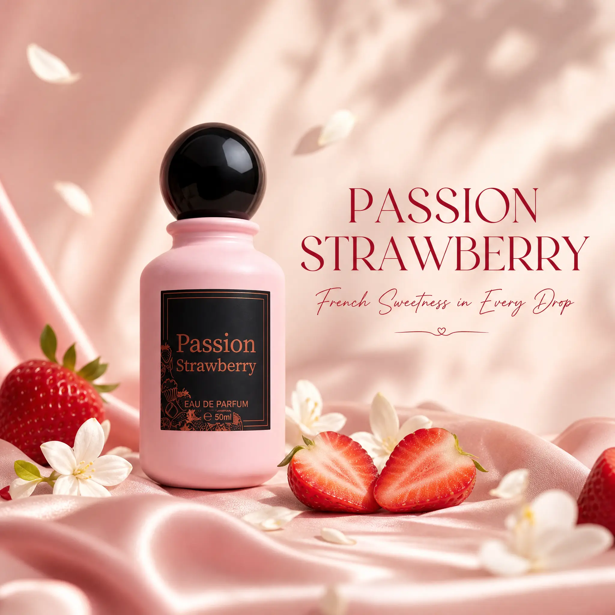 Pink Passion Strawberry Eau de Parfum for Women, 1.7 fl oz Long-Lasting Gourmand FragranceSweet fruity floral scent blended with strawberry, cream, musk, marshmallow, cotton candy and vanilla; Ideal Summer Vibe Scent, Single Bottle Elegant Gift Perfum, Pe