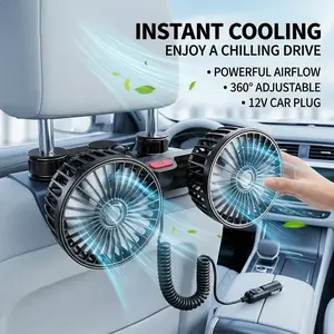 [Ultra Dual-Head Fan] 360-Degree Dual-Head Fan, RV Fan, Car-Mounted Rear Seat Fan | Ultra-Low Noise Operation, Easy Clip Installation, Foldable And Hides Under The Headrest, Removable for Multiple Scenarios, Brushless Motor, Car And Home