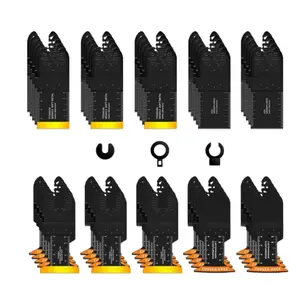 100PCS Oscillating Tool Blades, Titanium & HCS Oscillating Saw Blades for Metal/Wood/Plastic Cutting, Curved Edge Multi Tool Blades Fit for Dewalt, Milwaukee, Dremel, Ryobi, RockwellQuesear