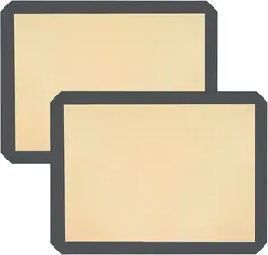 Ninsula Silicon Baking Mats, 16.5"X11.6" 2-Pack Reusable Silicon Baking Mat Sheet, Baking Sheets Non-Stick, Food Safe Baking Mats Can Be Used for Baking Cookies, Bread, Pizzas