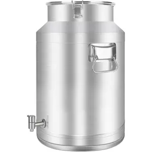 50L (13.2 Gallon) 304 Stainless Steel Milk Can, Heavy Duty Milk Bucket Wine Pail Jug with Spigot and Sealed Lid for Milk Wine Storage