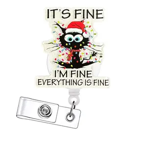 Christmas Retractable Badge Reels, Acrylic ID Holders with Clips for Nurses, Doctors, Students & Office Staff, 15-Piece Set