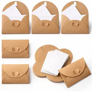 30 Sets  Card Envelopes, Mini Envelopes with Blank Cards, Small  Card Envelope Heart Clasp Mini envelope for Invitations Greeting Wedding Birthday Party Favors (4.1 x 2.8 inch)