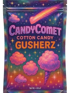 Candy Comet Original Cotton Candy Gushers - Sweet Gusherz Pouch Snack with Fruity Flavor & Fluffy Cotton Candy Coating