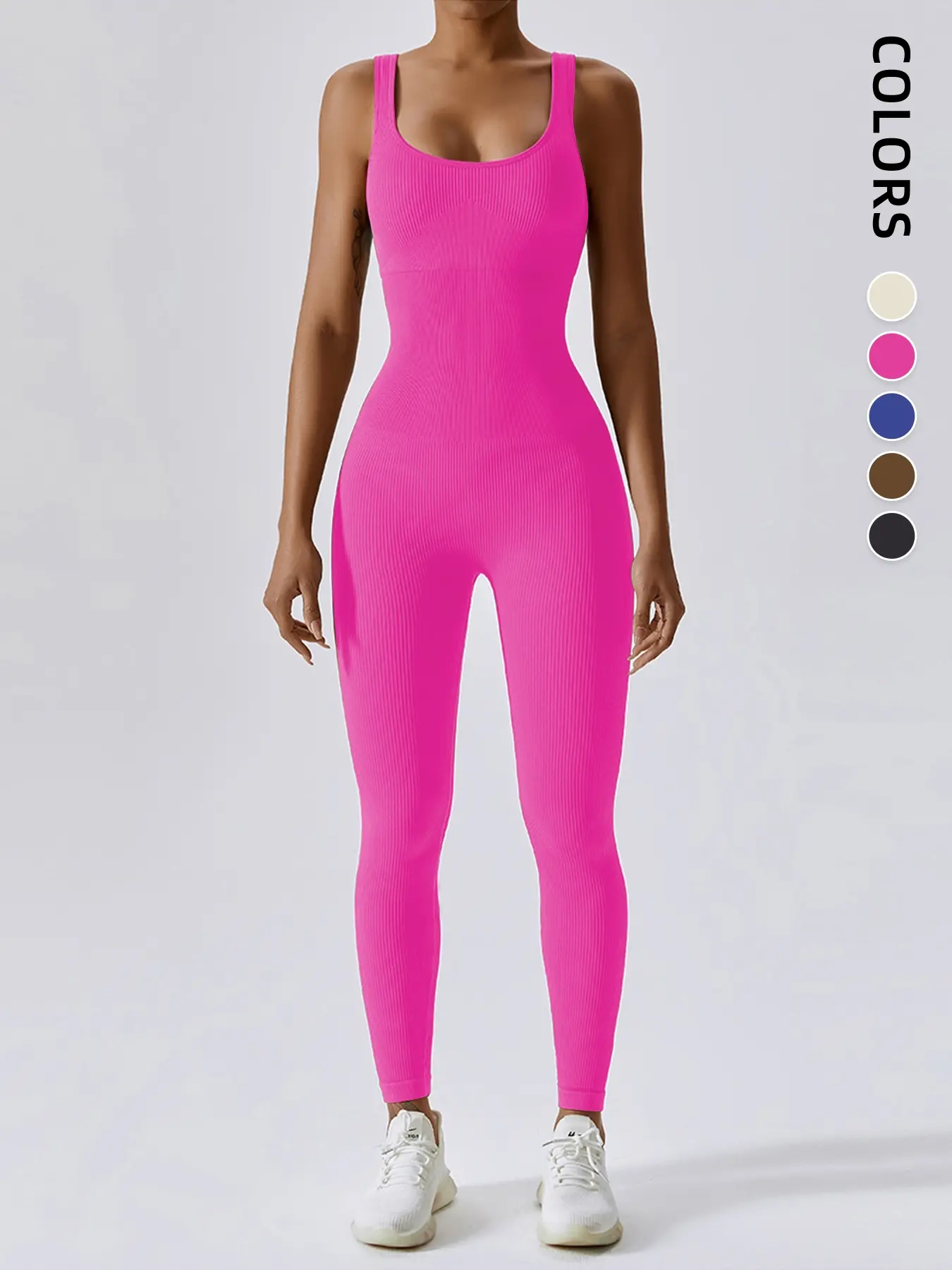 Women's Tight-Fitting Backless Sporty Jumpsuit, Outdoor Fitness & Casual Wear, Workout Jumpsuit, Shaping Jumpsuit, Waist Slimming Effect, Sleeveless Design, All-Season Comfortable Fit, Tummy Control Jumpsuit