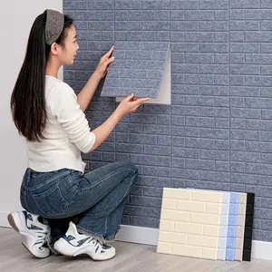 10 Pack Sxp Shockproof Wall Stickers, 9mm Thick Self-Adhesive 3D Brick Tiles, Plastic Wall Hanging Decor, Striped Pattern, Square Shape, Peel And Stick Wallpaper Designs