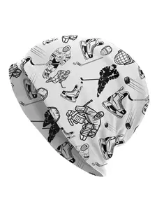 1 PC Skullies Beanies Caps Outlined Hockey Pattern Thin Hat Autumn Spring Bonnet Hats Men Women's Street Ski Cap