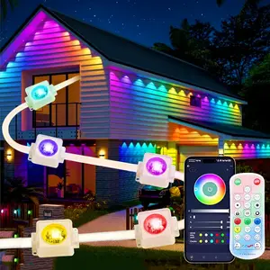 Best Seller 100ft RGB+IC Smart LED String 16 Dynamic Modes APP Control Waterproof Outdoor Lighting for Christmas Halloween Music Sync Wall Wash Effect