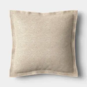 20"x20" Heathered Solid Double Flange Pillow Tan - Threshold
