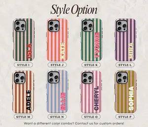 Custom MagSafe Phone Case – Personalized Initials Monogram Striped Case for iPhone 17 16 15 14 13 12 Pro Max & Samsung S25 S24 S23 Ultra, Accessories, Shell