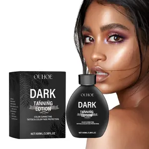 OUHOE Dark Tanning Accelerator Lotion - Color Correcting Bronze Glow & Tattoo Protection for All Skin Types