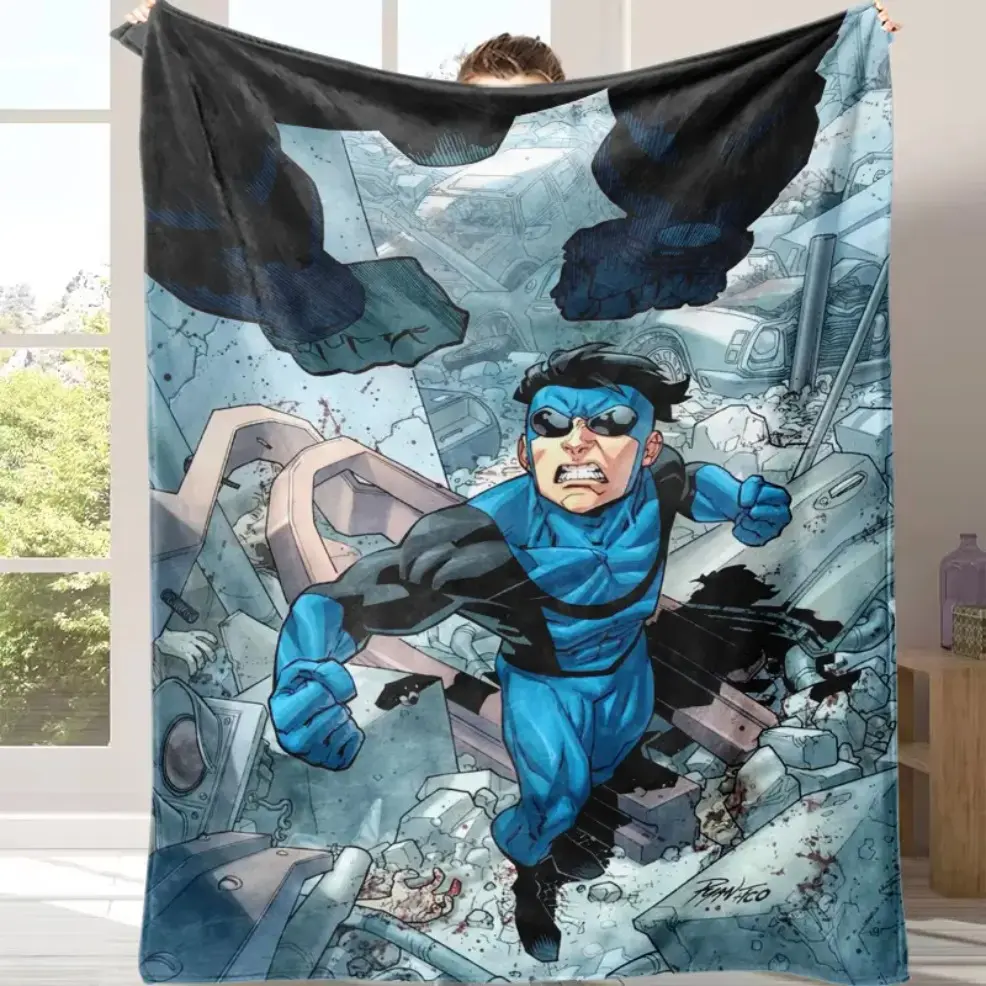 Viral Invincible Flannel Blanket | Mark Grayson in Action Comic Art Blanket,Baby blankets and adult blankets Must‑Have for Invincible Series Fans, Ultra Cozy Warm Throw Blanket, Ideal Birthday Christmas Mother’s Day Graduation Gift for Comic Lovers, Warm
