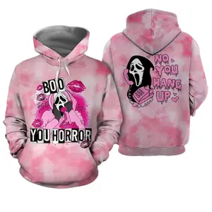 3D Horror Mask Hoodie – Slasher Movie Inspired Halloween All Over Print Pullover, Unisex Streetwear