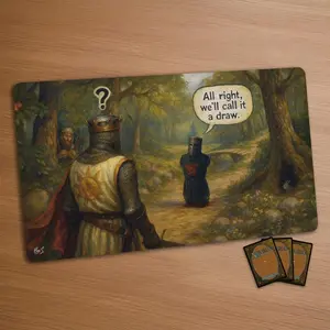 Funny MTG Playmat - Monty Python Black Knight  Stitched Edges Extra Thick 1
