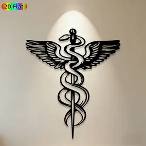 1pc Caduceus Metal Wall Art, Symbolic Caduceus Statue Mural, Ideal Gift for Graduation, New Year, Medical Decor Enthusiasts, Weather-Resistant Metal Wall Decor Wall Sculptures, Perfect for Clinic Wall & Outdoor Fence, Unique Medical-Themed Decor