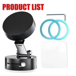 Vacuum Suction Cup Magnetic Car Phone Holder Portable Foldable Magnetic Auto Phone Bracket For iPhone 16 15 16 13 14 Live Streaming Stand smartphone folding mount double-sided swivel hands-free Multifunctional hilder imán paracelular