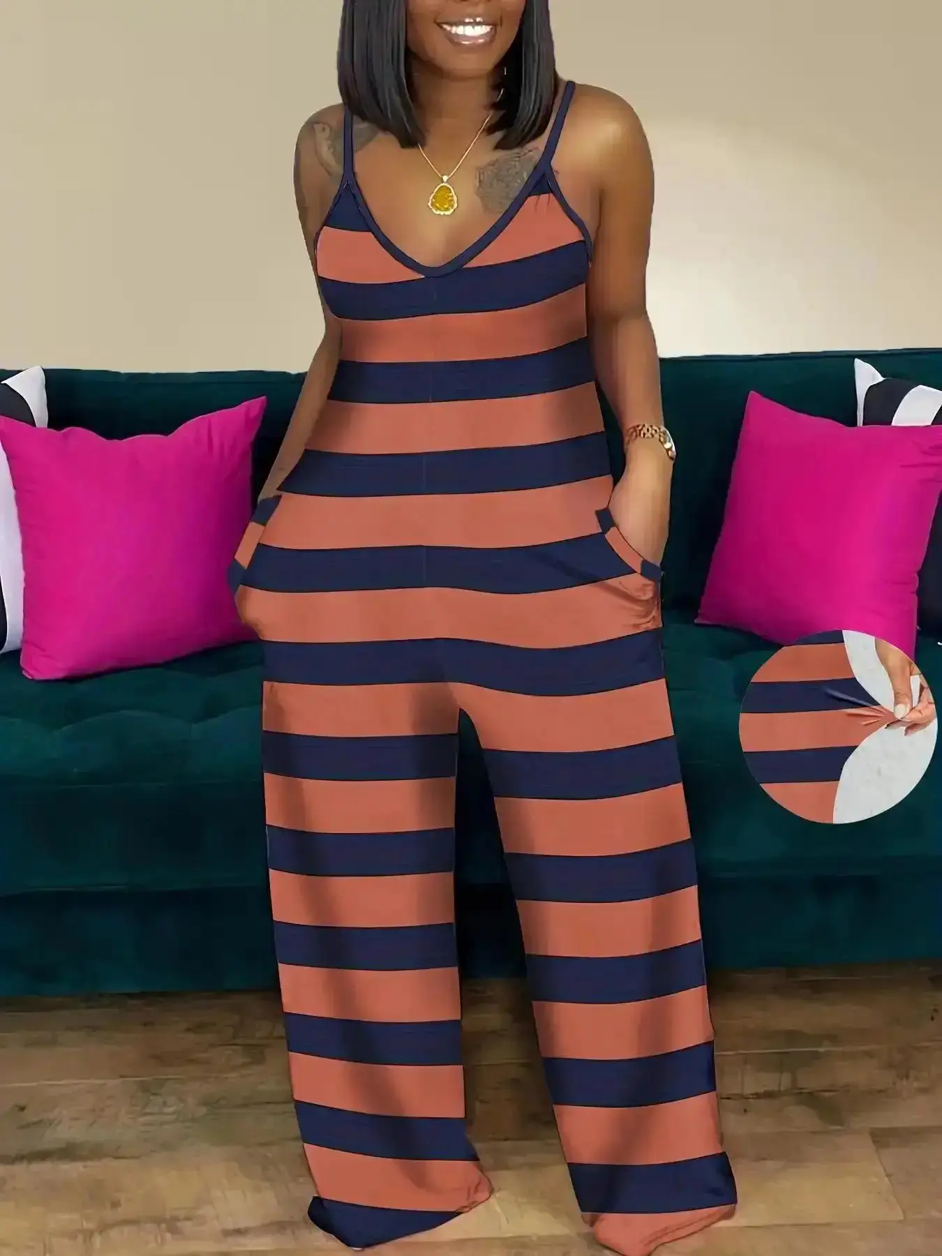 Sexy Backless Top, Print Cami Spaghetti Strap Jumpsuit, Casual Chic Sleeveless Wide Leg Overalls for Summer, Fashion Clothing Daily Wear, Beach Ready, Versatile, Bodysuit, One Piece, Cozy
