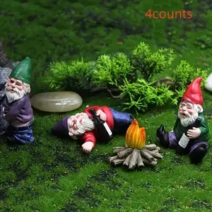 4pcs Drunk Dwarf Set, Funny Party Props, Perfect for Halloween & Costume Parties, High-Quality Material, Durable Design, Western Figurine, Garden Gnomes, Garden Sculptures Statues