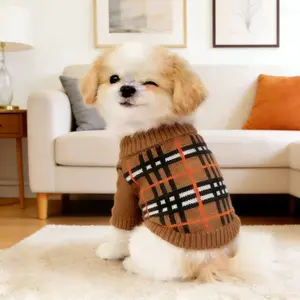 1 Pc Classic Plaid Pet Sweater, Cat Dog Puppy Fall Winter Warm Knitwear, Stylish & Comfortable Design