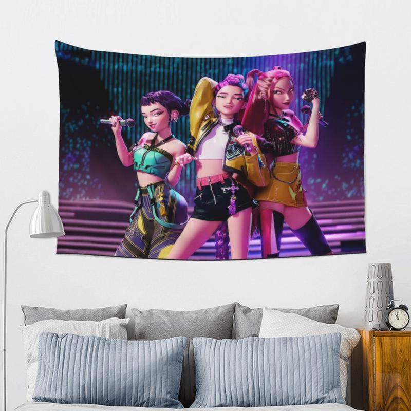 Kpop Demon Hunters Tapestry 40*60INCH Wall Hanging Vibrant Birthday Party Background Banner for Living Room Bedroom Dorm Decoration Perfect Gift