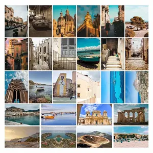Sicily Postcard, 24pcs/set 4x6 Inch Premium Cardstock Postcard, Minimalist Cards for Mediterranean Travelers, Collectors & Cultural Gift Enthusiasts