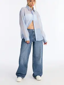 Legendary Striped Straight Leg Jeans - Medium Wash