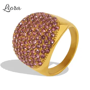 Jewelry - Liora 316L Stainless Steel Rings For Women Bling Cubic Zirconia Turquoise Women Finger Wedding Rings Fashion Engagement Jewelry