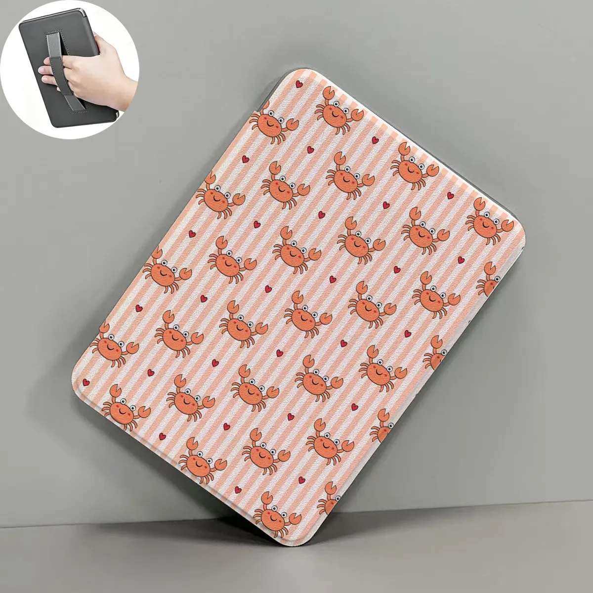 Kindle Case with Handle, 17 Ocean Summer Designs, PU Leather Protective Cover for 7.0" Paperwhite 12th Gen, 6.8" 11th Gen, 6.0" 2022/2024 Basic Reading Tablet, Soft Clear Back, Auto Sleep/Wake Function, Durable Protection Accessory Casing