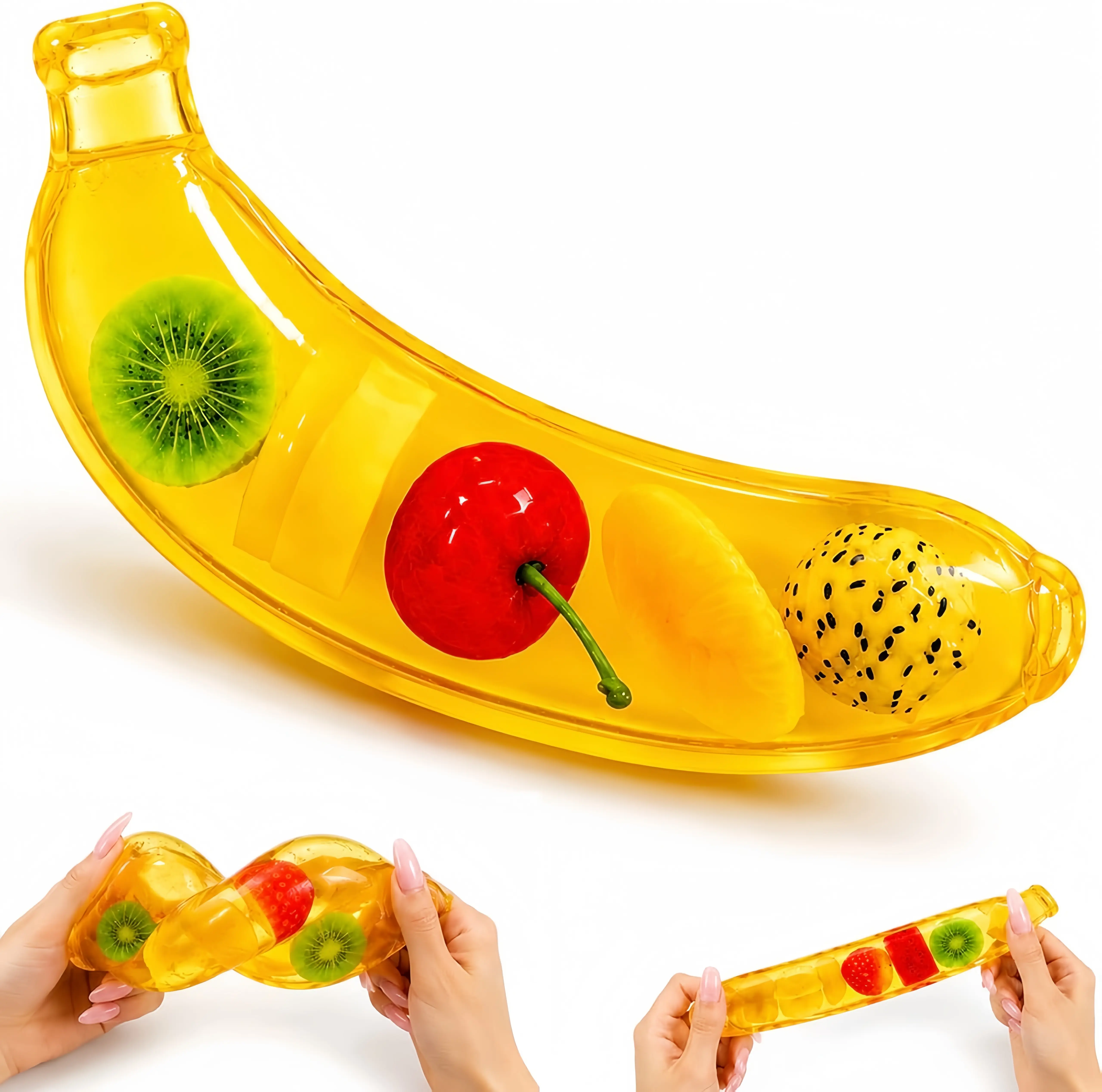 Slow Rebound Banana Squishy Stress Relief Toy - Squishies Soft Squeeze Sensory Fidget Toy for Kids, Fun Anxiety & Relaxation Gift for Halloween, Christmas