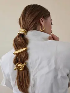 Women's Elegant Metal Geometric Design Hair Ties, Hairstyles Ideas for Girls, Exquisite Trendy Hair Ties, Fashionable Hair Accessories for Women