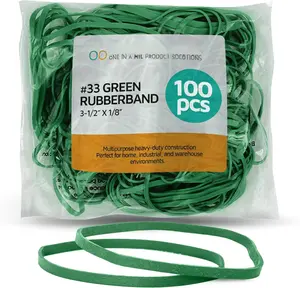 Green Rubber Bands Size 33 (3 1/2" x 1/8") - #33 Colored Rubber Bands Office Supplies - , Elastic Bands for Crafts, Balloon Garland, , File Folders (100-Pack)