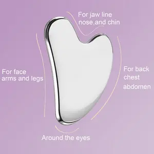 Stainless steel silver facial scraping board, used for shaping the face, chin, and jawline, can also massage the eyes, neck, and whole body, tighten the skin, and is a preferred beauty care gift
