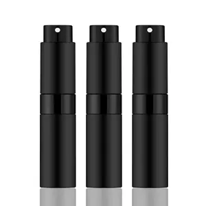 8ML Mini Atomizer Perfume Travel (Matte Black) Refillable Bottle Portable Spray Bottle for Cologne and Perfume (3pcs)