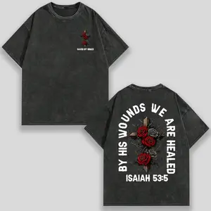 Saved By Grace Unisex Washed Christian Shirt, Christian Scripture T-Shirt, Vintage Retro Washed Shirt Double Sided Printed (230 Heavyweight Pure Cotton T-Shirt)  High Quality Chrisy2k,Vintage,Streetwear Christmas Thanksgiving gift,Cyber Monday vintage t-s