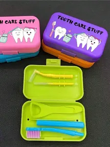 Orthodontic care kit for metal and invisible braces. Comes with orthodontic toothbrush, bite blocks, interdental brushes, storage bag and toothbrush case. Included orthodontic wax relieves oral irritation and mouth ulcers.