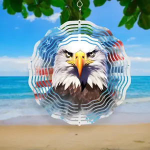 Patriotic Eagle Wind Spinner – Bald Eagle USA Outdoor Garden Decor