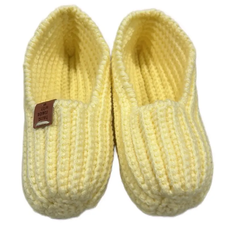Yellow Crochet Shoes adult Size 5 - Soft Knit Design for Training and Training - Trainer