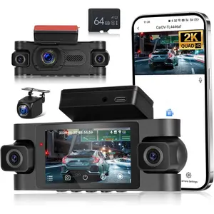 5GHz WiFi 4  Dash Cam,  Front+1080P*3 Rear Inside Left Right, 360?View Dash Camera for , 3 Inch IPS Screen with Loop Recording/Night Vision/G-Sensor/24H Parking Mode, Free 64GB Card