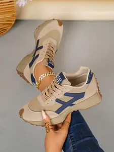 Women's Comfortable Lace-Up Sports Shoes, Lightweight Multi-Functional Casual Shoes, All-Season Wear, Anti-Slip Rubber Sole, Fashion Sneaker