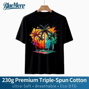 【BlueMere】230G Heavyweight Pure Cotton Stylish Men Crew Neck T Shirt Versatile Short Sleeve Ideal for Travel Beach Summer Fitness and Running Trendy Design