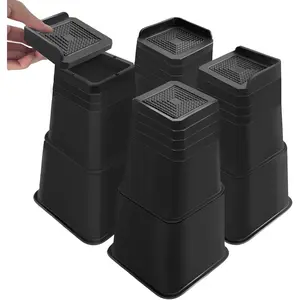Bed Risers 12 inch Heavy Duty, Oversized Furniture Risers Support up to 6,000 Lbs for Sofa Table Couch Chair Leg Frame Dorm (4 Pack, Black, 12 inch)