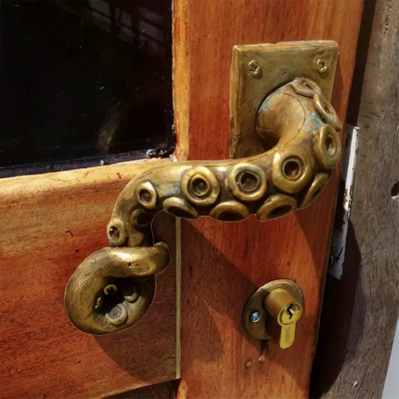 Vintage Octopus Tentacle Door Knob - Punk Style Resin Handle, Deep Ocean Creature Decorative Figurine
