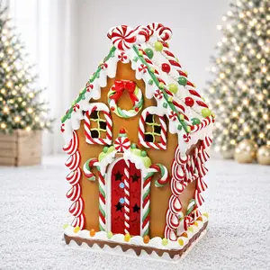 MOMENTS IN TIME 11"H LED Lighted Gingerbread Hand-Painted Polyresin Christmas Village Décor Battery Operated Decoration Light Up Gingerbread with Festive Details