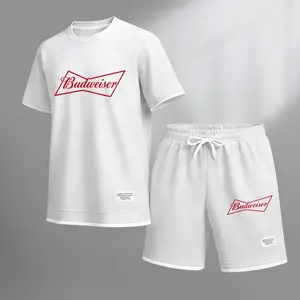 Men's King Of Beers Print Waffle Fabric Short-Sleeved Shirt And Shorts Set