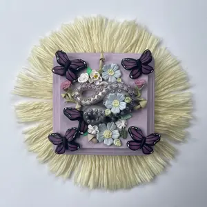Purple flutter polymer clay wall art