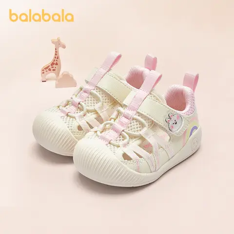 balabala Toddler Boys' Low Top Toddler Clogs Sandals - 3-4 Years, Mesh + Synth Rubber Upper, Anti-Slip Bionic Suction Cup Sole, Comfortable Round Toe, Cartoon Hook-and-Loop Closure for Everyday Use