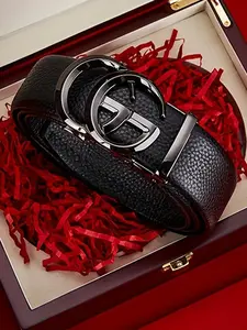 New Men's Leather Belt with Automatic Buckle, Fashionable Casual Waistband for Young Men, Versatile Business Pants Strap