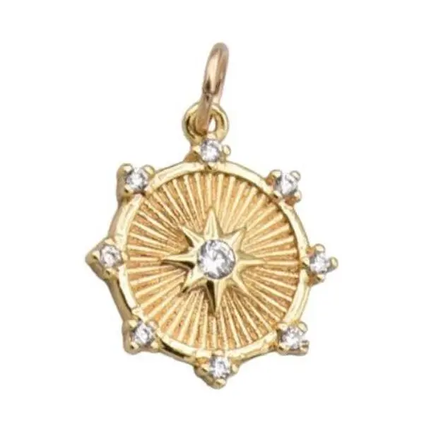 Etched Starburst Compass Charm